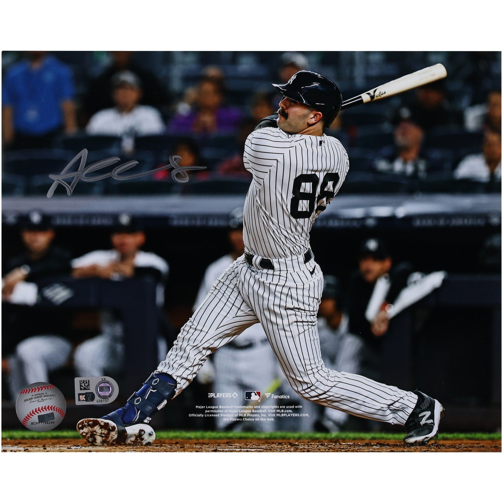 Austin Wells New York Yankees Autographed Fanatics Authentic 8" x 10" White Jersey Swinging Photograph - The Ballers Bank