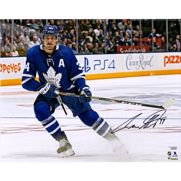 Auston Matthews Toronto Maple Leafs Fanatics Authentic Autographed 16" x 20" Blue Jersey Stopping Photograph - The Ballers Bank