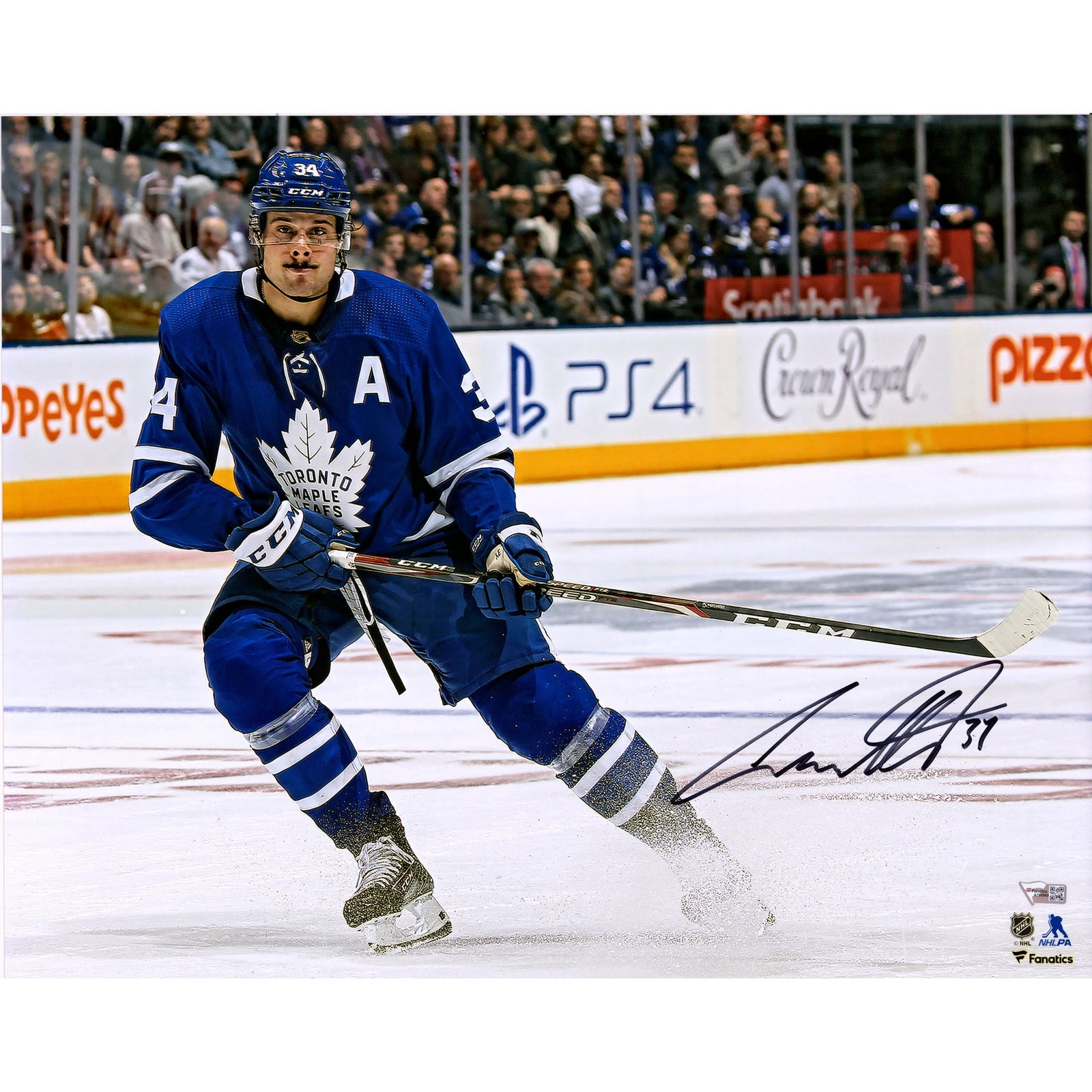 Auston Matthews Toronto Maple Leafs Fanatics Authentic Autographed 16" x 20" Blue Jersey Stopping Photograph - The Ballers Bank