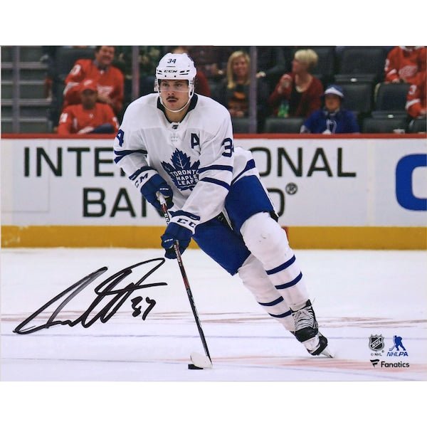 Auston Matthews Toronto Maple Leafs Fanatics Authentic Autographed 8" x 10" White Jersey Skating Horizontal Photograph - The Ballers Bank