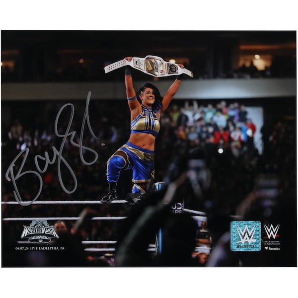 Bayley WWE Autographed Fanatics Authentic 8" x 10" WrestleMania 40 Raising Title Photograph - The Ballers Bank