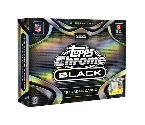 2025 Topps Chrome Black Football Hobby 12 Box Case (Ships Sealed Only) - B4