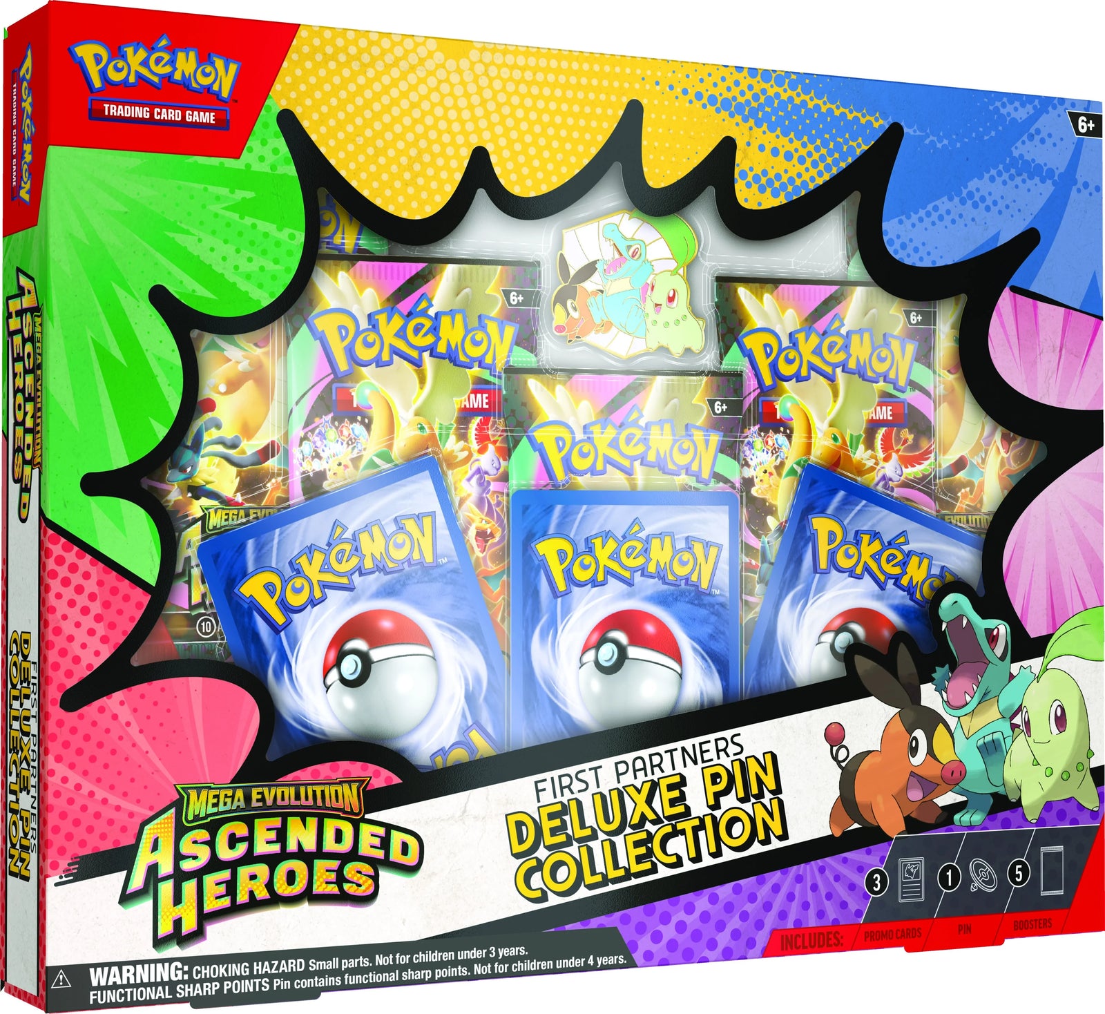 Pokemon Mega Evolution Ascended Heroes First Partners Deluxe Pin Collection 6 Box Case (Ships Sealed Only) - B3