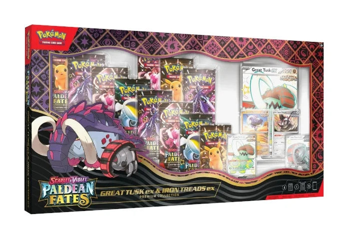 Pokemon Scarlet & Violet Paldean Fates Great Tusk & Iron Treads EX Premium Collection 6 Box Case (Ships Sealed Only) - B6