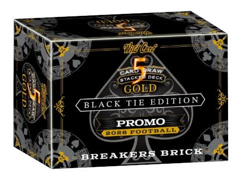 2026 Wild Card Five Card Draw Stacked Deck Gold Football Black Tie Edition Breaker's Brick 12 Box Case (Ships Sealed Only) - B8