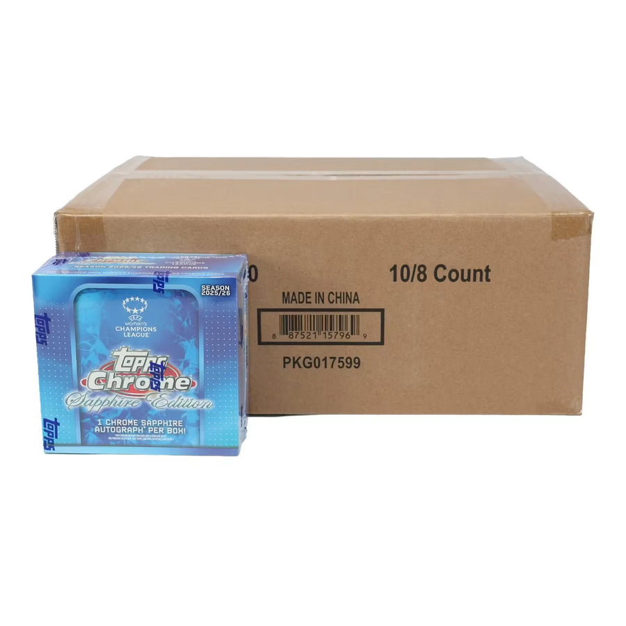 2025-26 Topps Chrome Women's UEFA Champions League Sapphire Edition 10-Box Case (Ships Sealed Only)