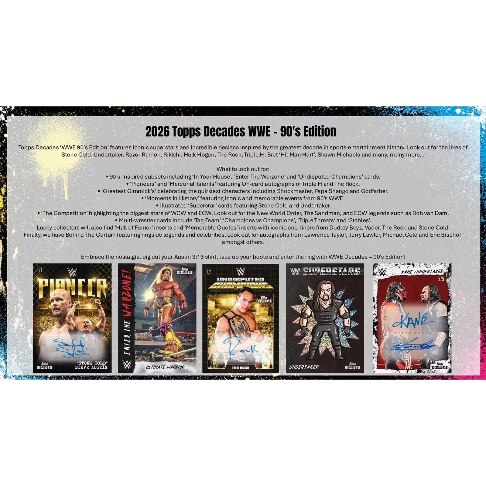 2026 Topps Decades WWE 90s Edition Wrestling Hobby 10-Box Case (Ships Sealed Only)