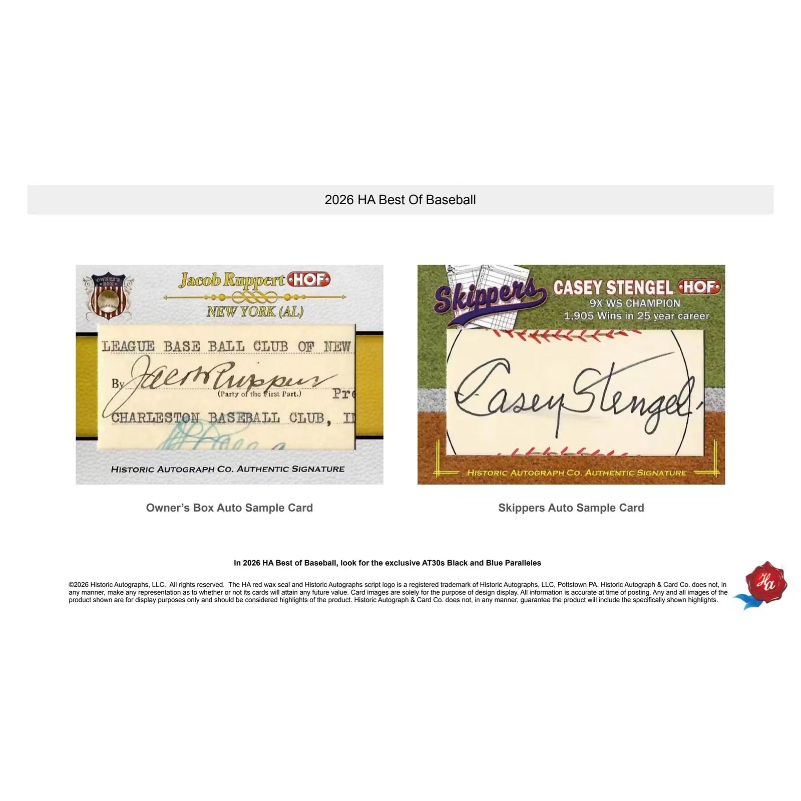 2026 Historic Autographs Best of Baseball Hobby 24-Box Case | Presell