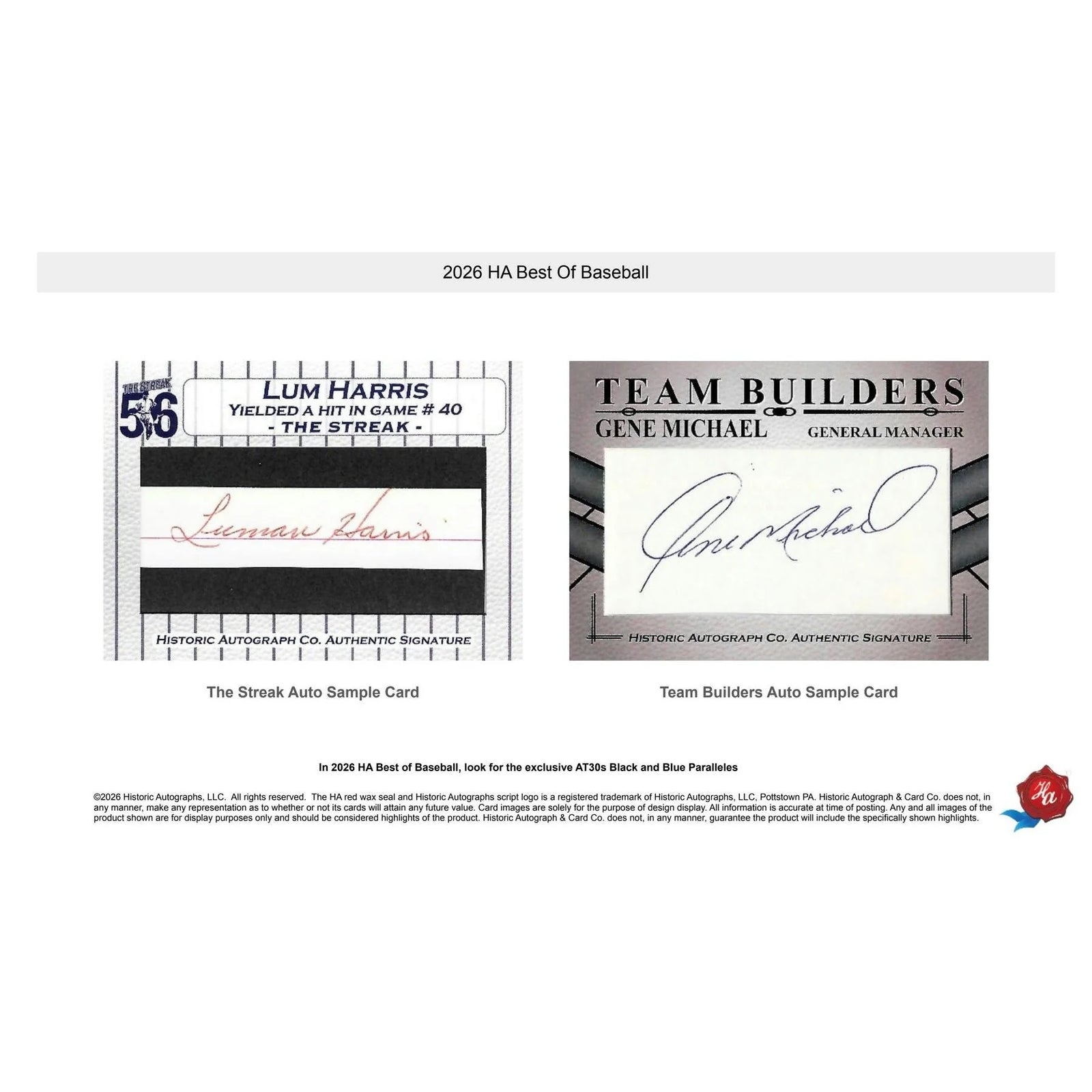 2026 Historic Autographs Best of Baseball Hobby 24-Box Case | Presell