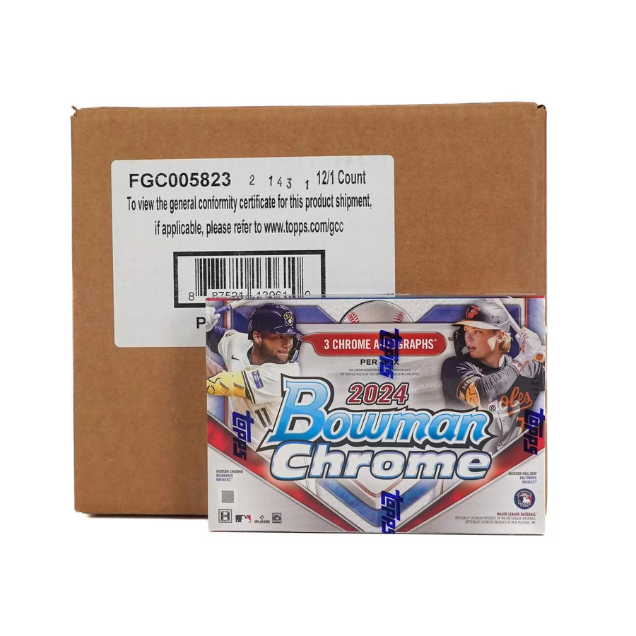 2024 Bowman Chrome Baseball HTA Choice 12-Box Case (Ships Sealed Only) - D