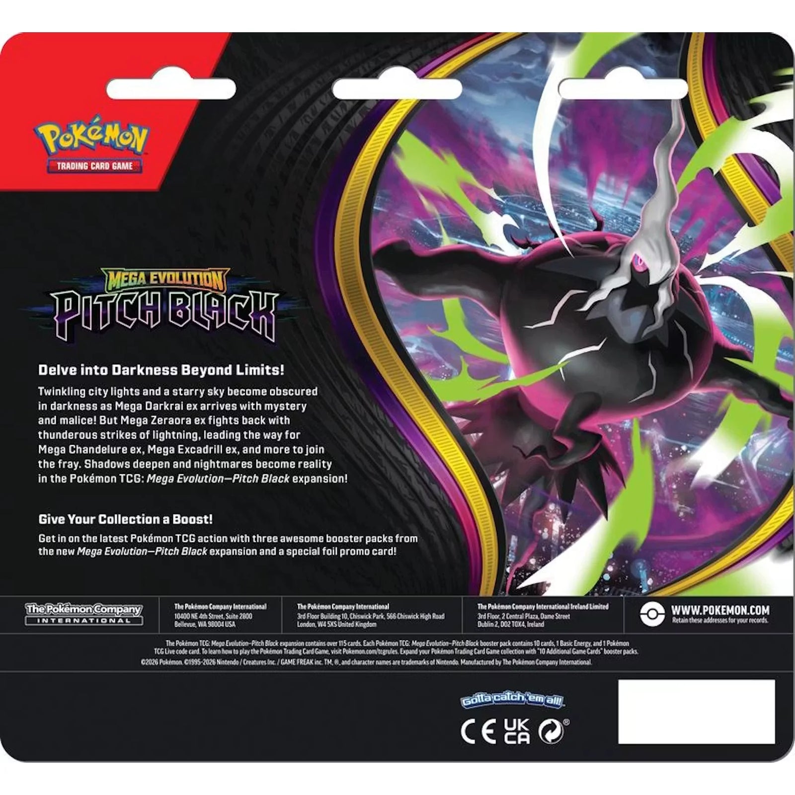 Pokemon TCG Mega Evolution Pitch Black 3-Pack Blister Case | 24 Count (Ships Sealed Only)