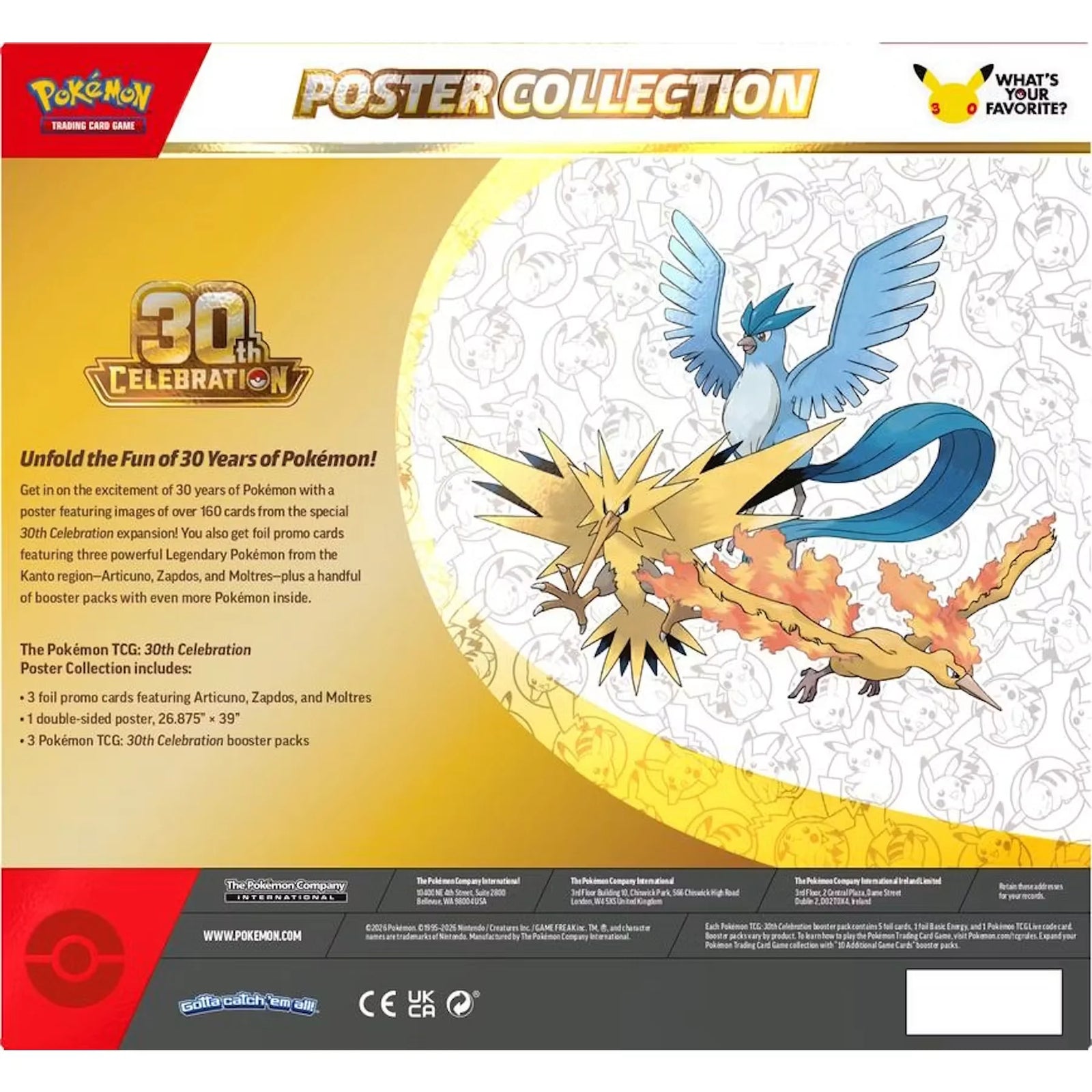 Pokemon 30th Celebration Poster Collection | 6-Box Case (Ships Sealed Only)