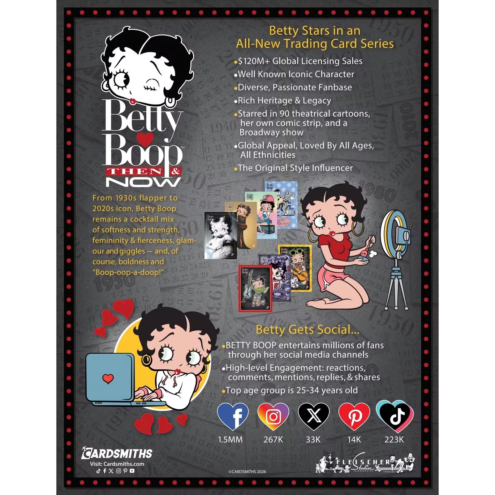 2026 Cardsmiths Betty Boop Then & Now Series 1 Mega 6-Box Case