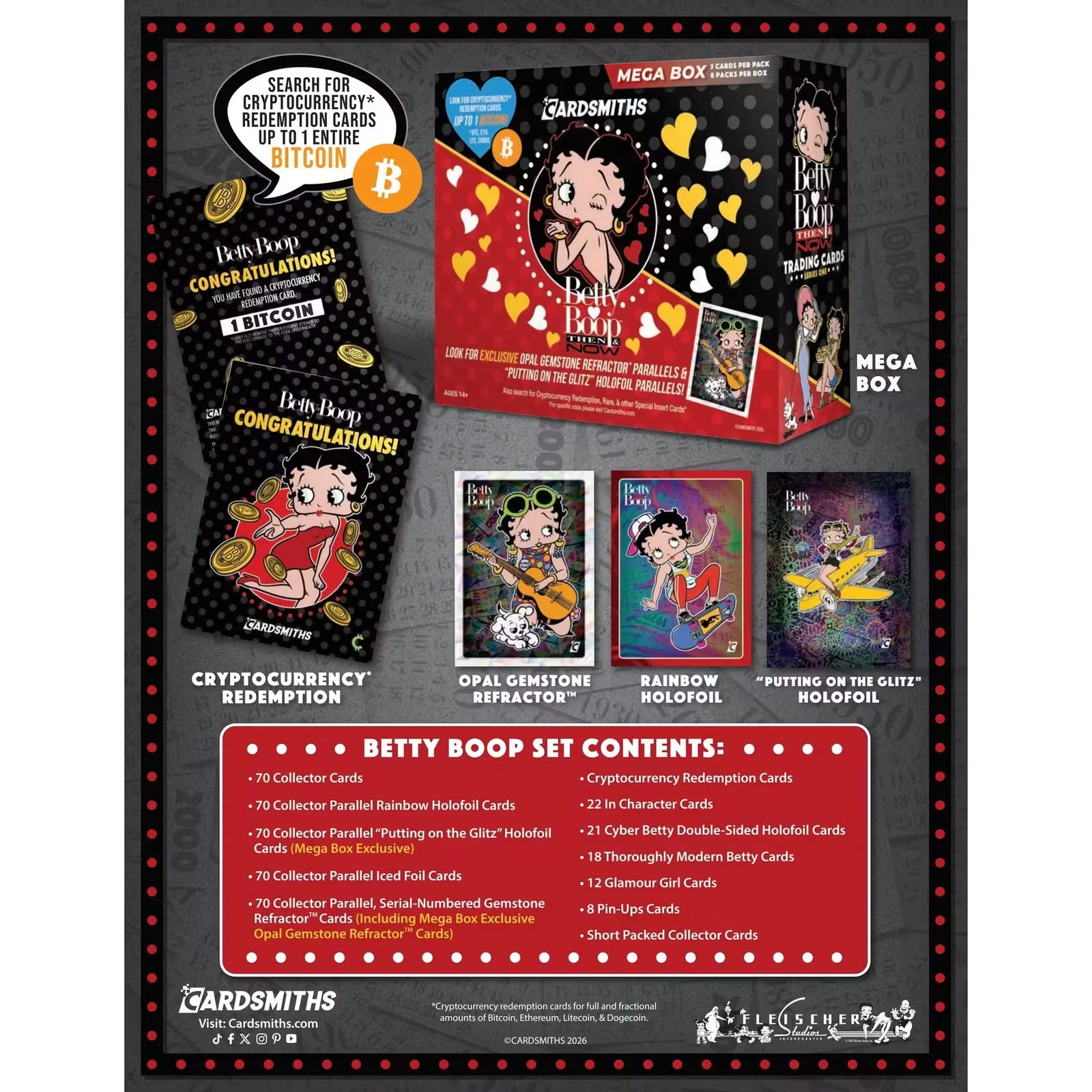 2026 Cardsmiths Betty Boop Then & Now Series 1 Mega 6-Box Case