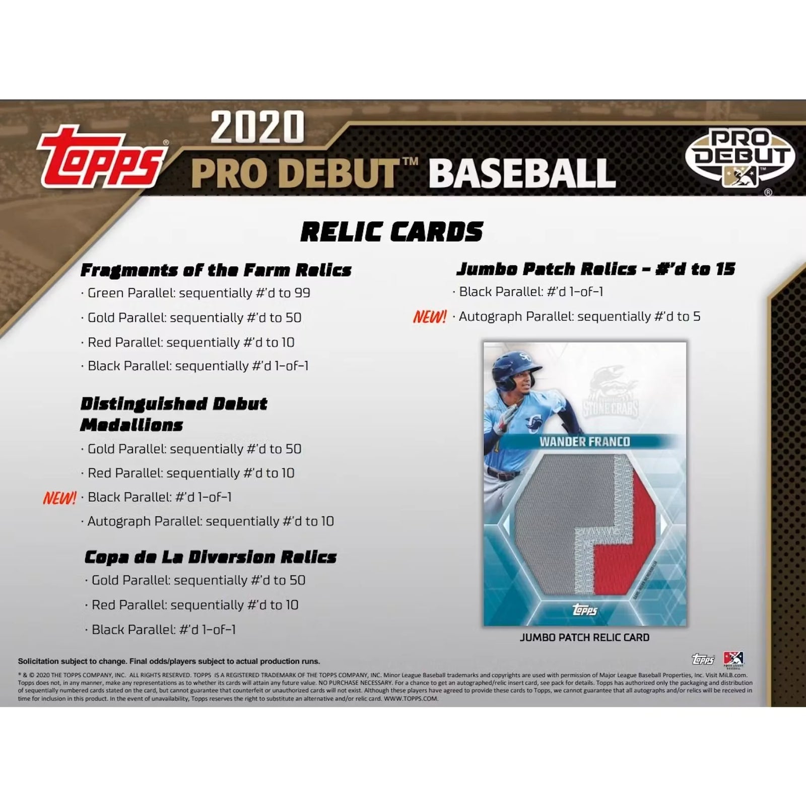 2020 Topps Pro Debut Baseball Hobby Jumbo 8-Box Case (Ships Sealed Only)