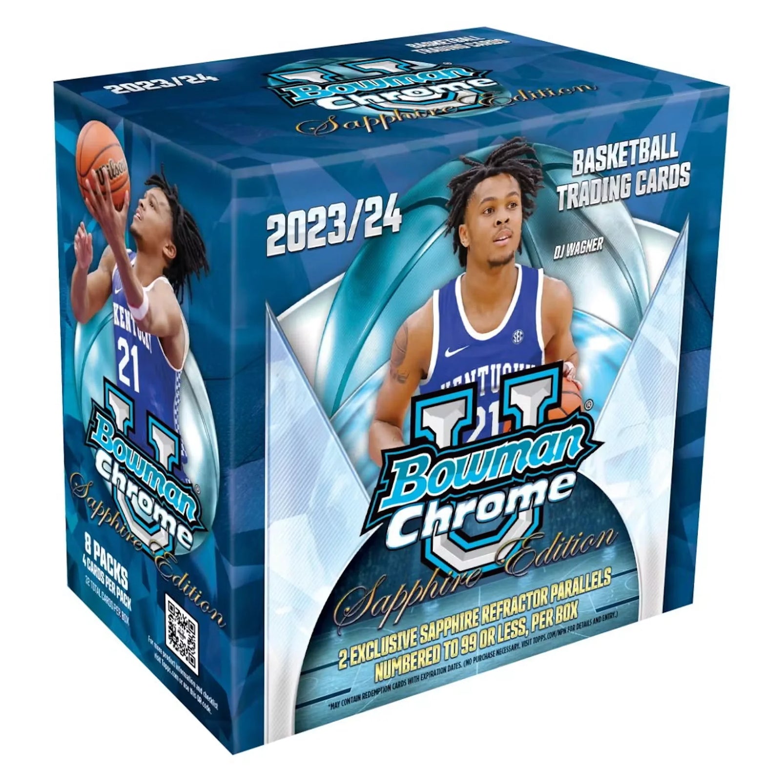 2023-24 Bowman University Chrome Basketball Sapphire Edition 10-Box Case (Ships Sealed Only)