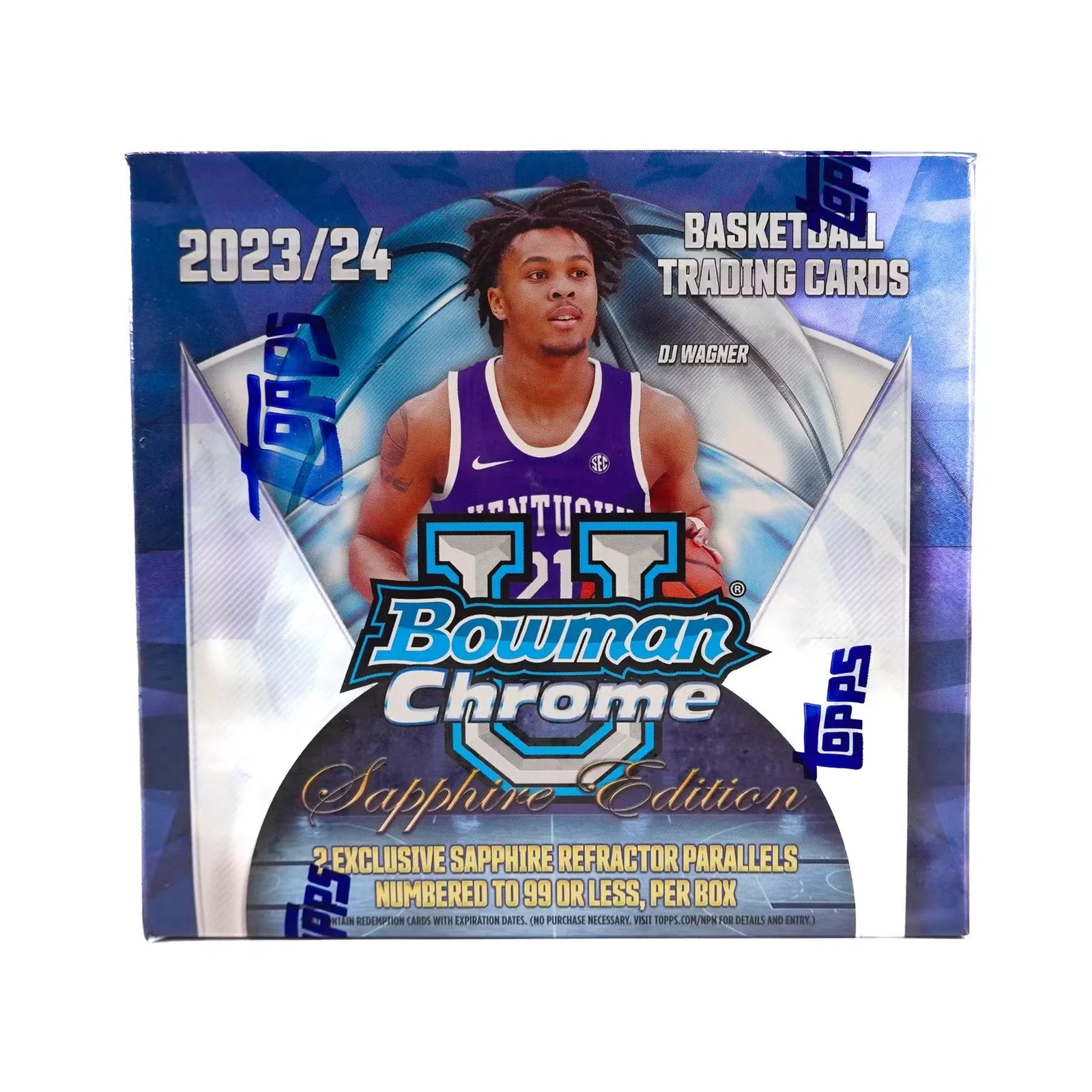 2023-24 Bowman University Chrome Basketball Sapphire Edition 10-Box Case (Ships Sealed Only)