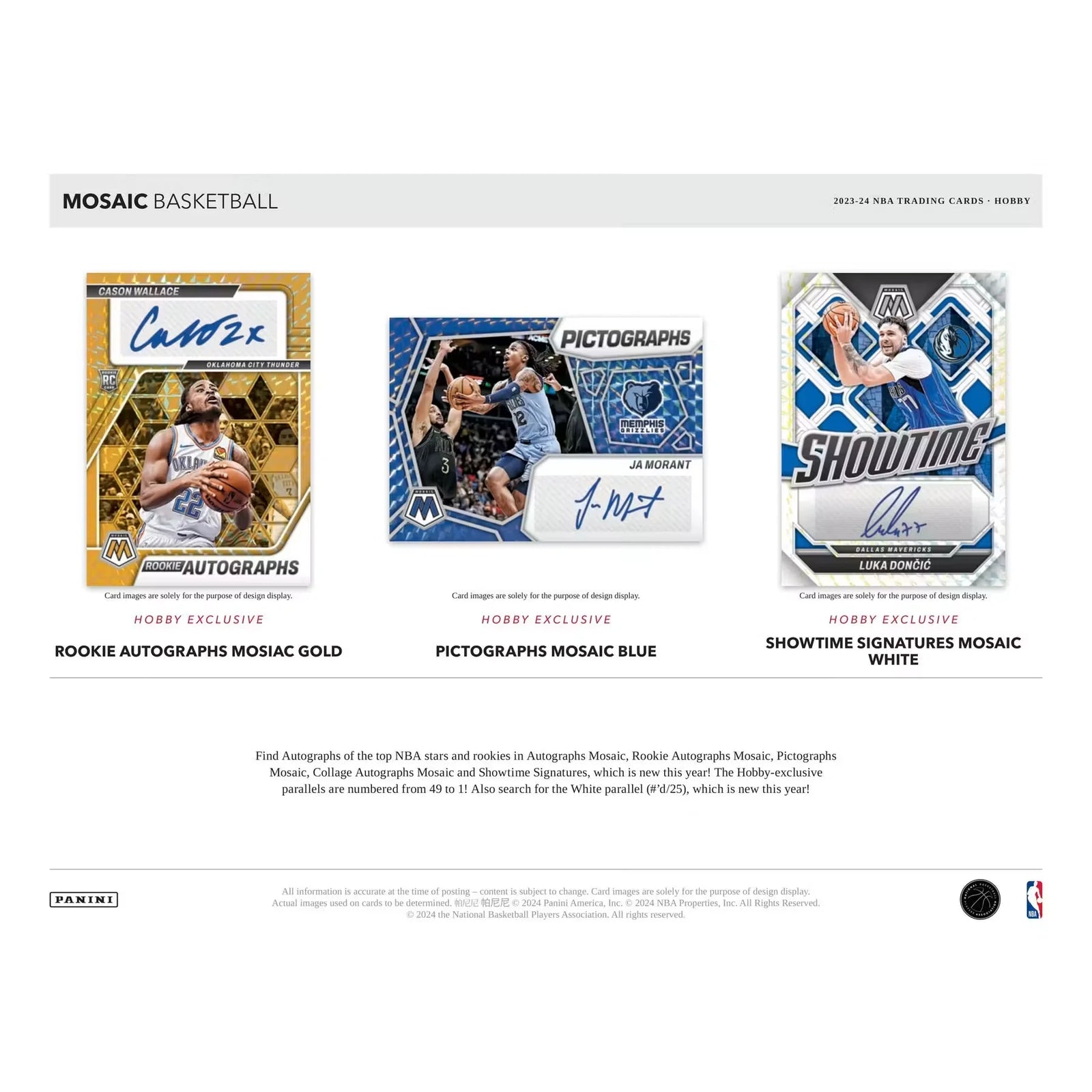 2023-24 Panini Mosaic Basketball Hobby 12-Box Case (Ships Sealed Only)