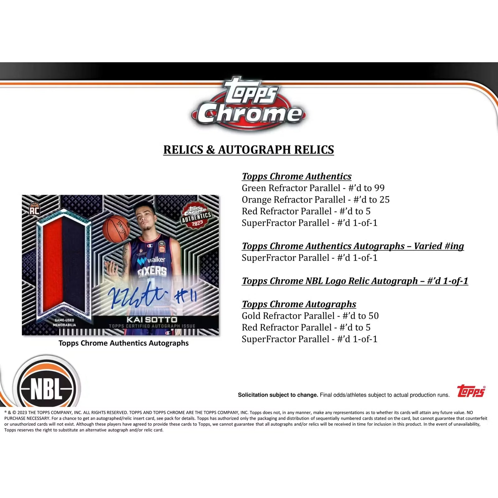 2022-23 Topps Chrome NBL Basketball Hobby 12-Box Case (Ships Sealed Only)