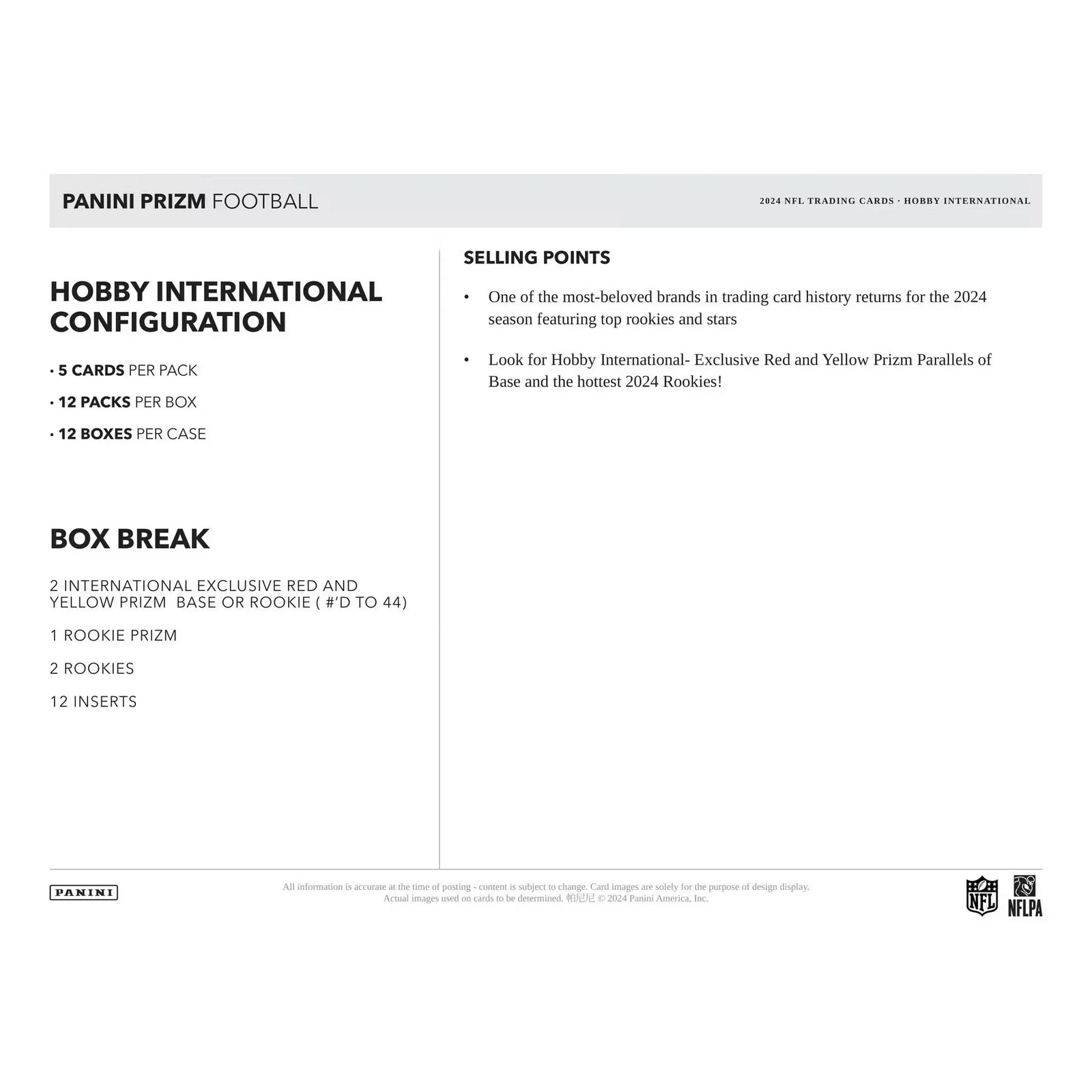 2024 Panini Prizm Football International Hobby 12-Box Case (Ships Sealed Only)