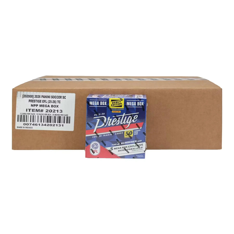 2025-26 Panini Prestige EFL Soccer International Mega 20-Box Case (Ships Sealed Only)