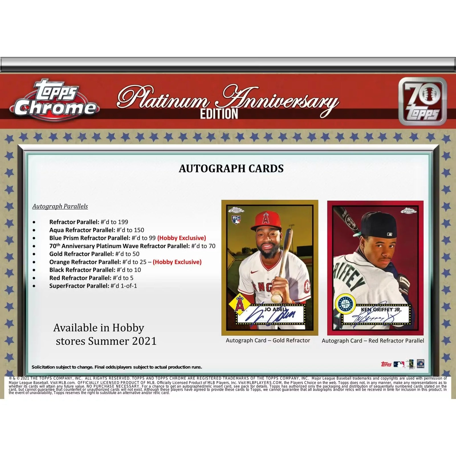 2021 Topps Chrome Platinum Anniversary Baseball Hobby 12-Box Case (Ships Sealed Only)