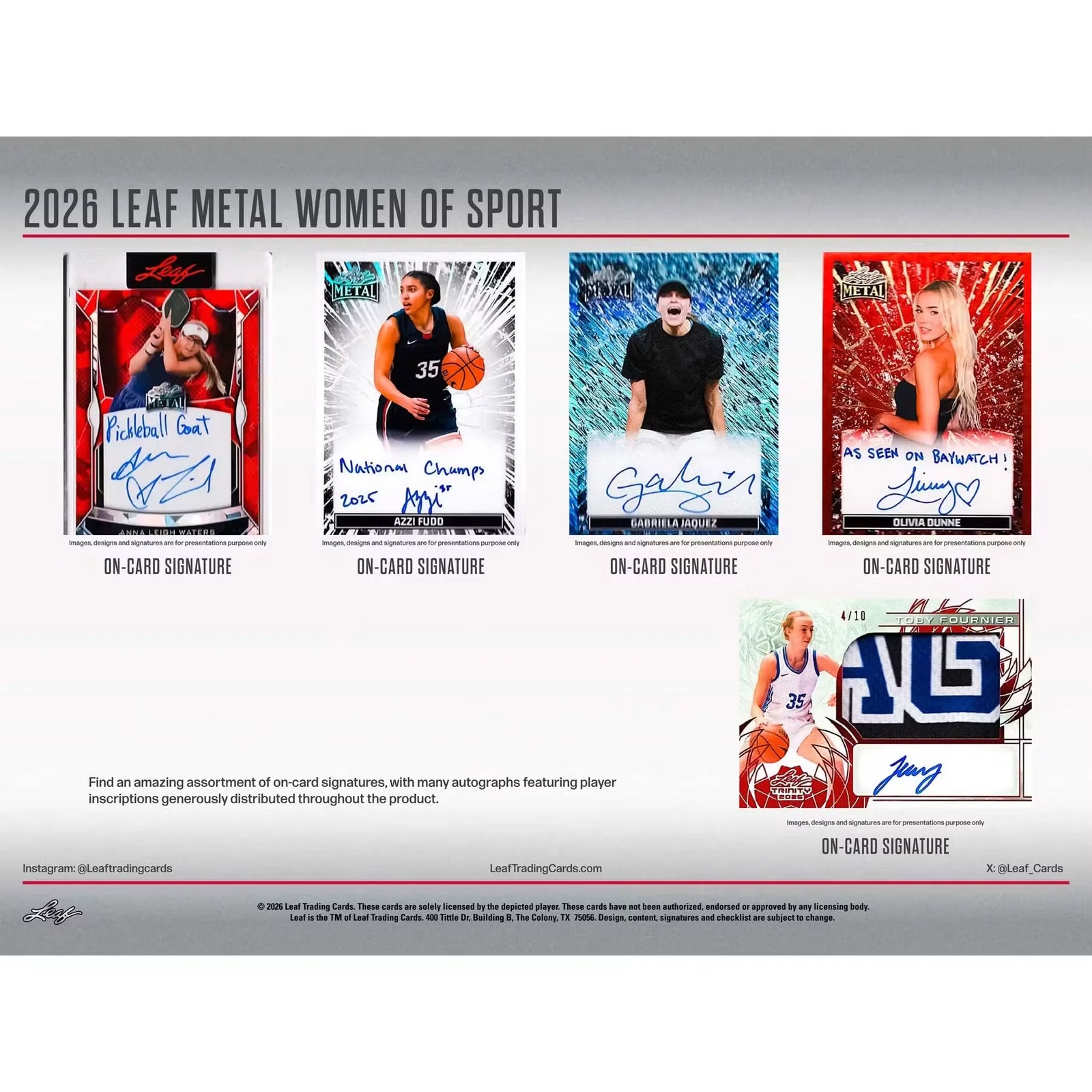 2026 Leaf Metal Women of Sport Hobby 10-Box Case | Presell (Ships Sealed Only)