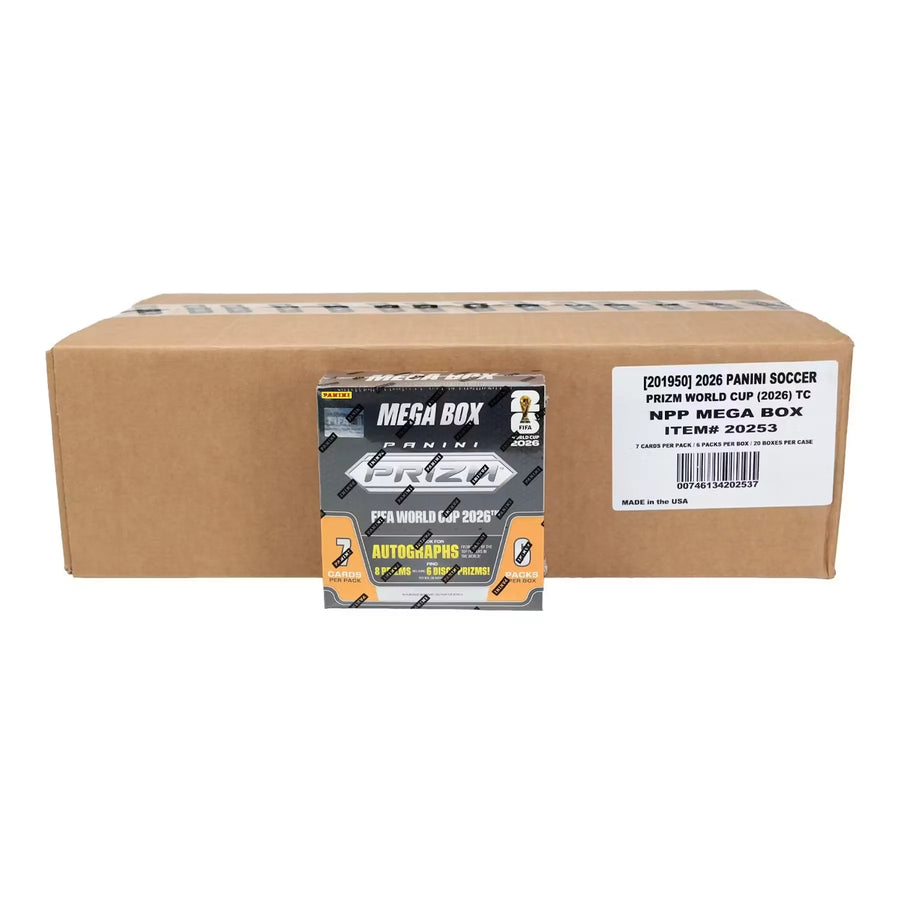 2026 Panini Prizm FIFA World Cup Soccer Mega 20-Box Case | Red Disco Parallels (Ships Sealed Only)