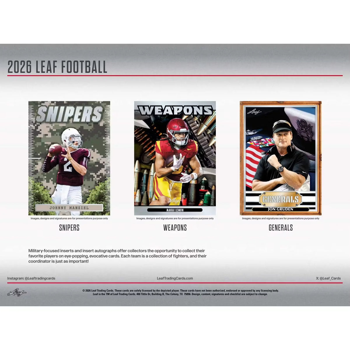 2026 Leaf Football Hobby 10-Box Case | Presell (Ships Sealed Only)