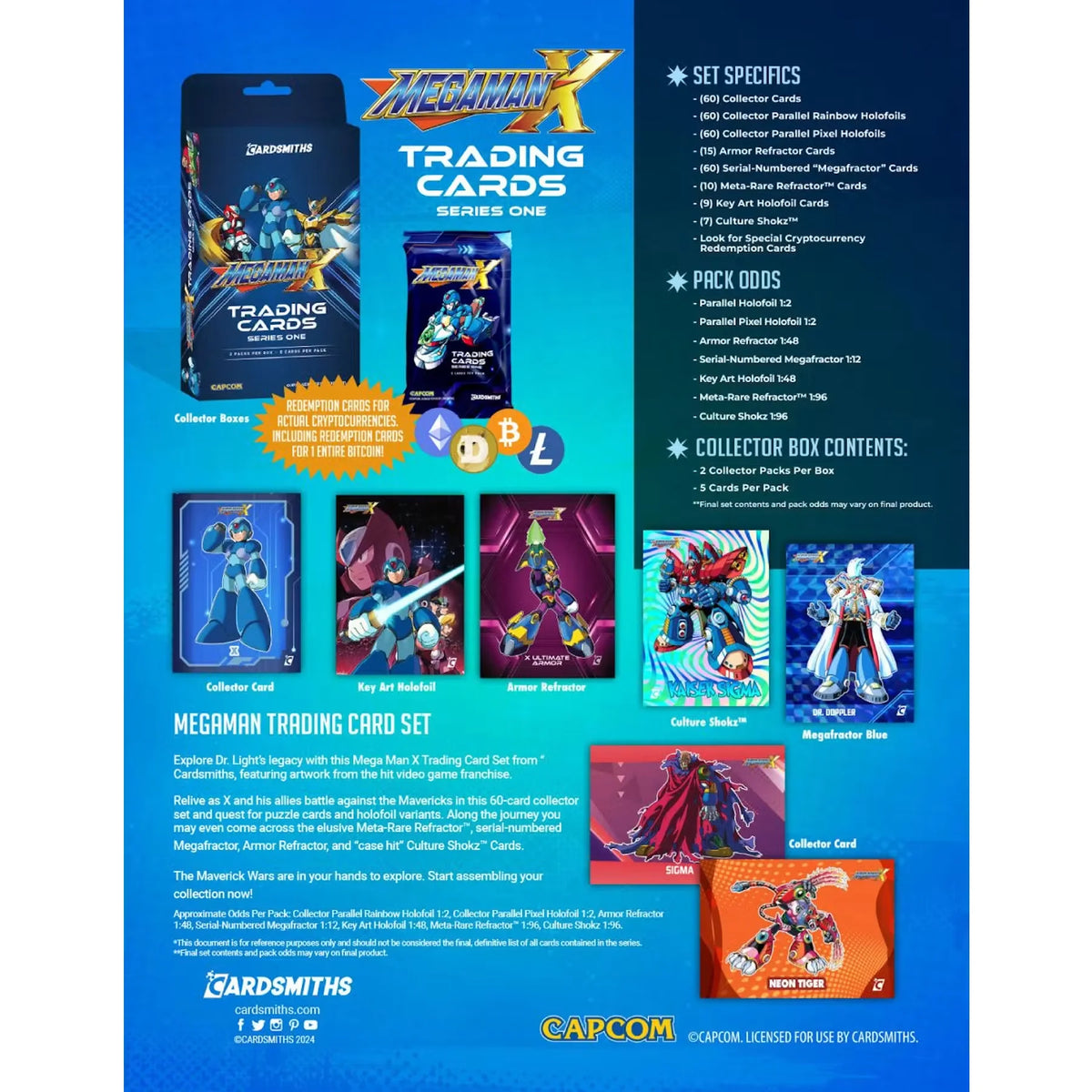 2025 Cardsmiths Mega Man X Trading Cards Collector 12-Box Case (Ships Sealed Only)