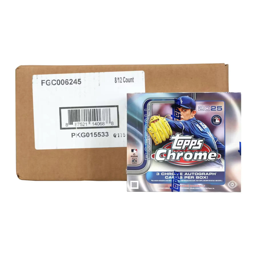 2025 Topps Chrome Baseball Hobby Jumbo 8-Box Case (Ships Sealed Only)