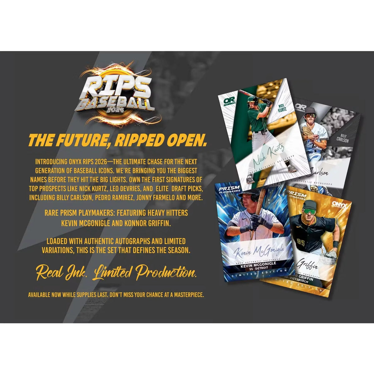 2026 Onyx Rips Baseball Hobby 4-Box Case | Presell