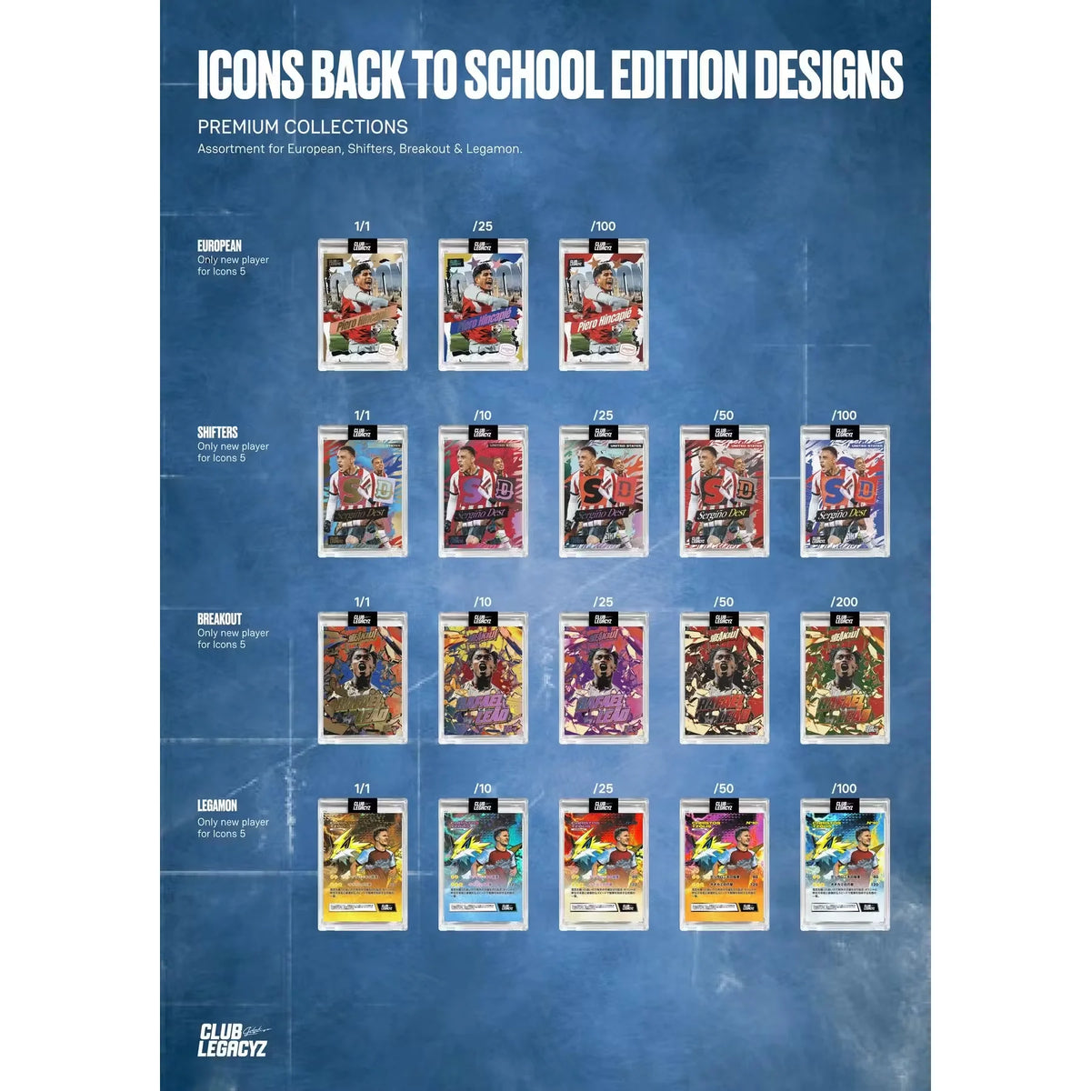 2026 Club Legacyz Icons Back to School Fifth Edition Soccer Hobby 10-Box Case | P5178288