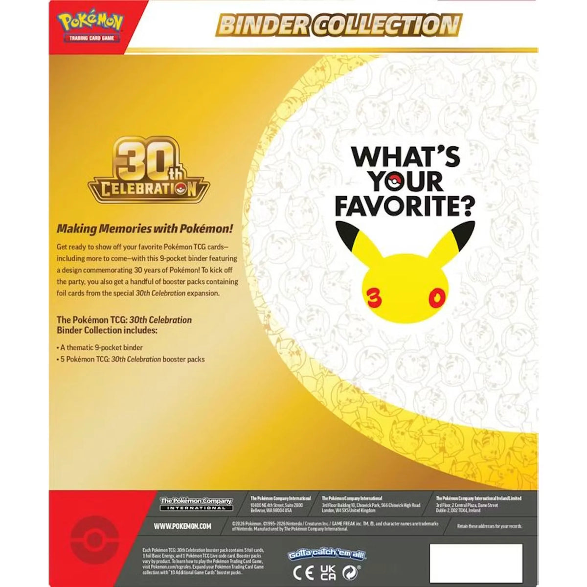 Pokemon 30th Celebration Binder Collection 6-Box Case (Ships Sealed Only) - D | P5181051