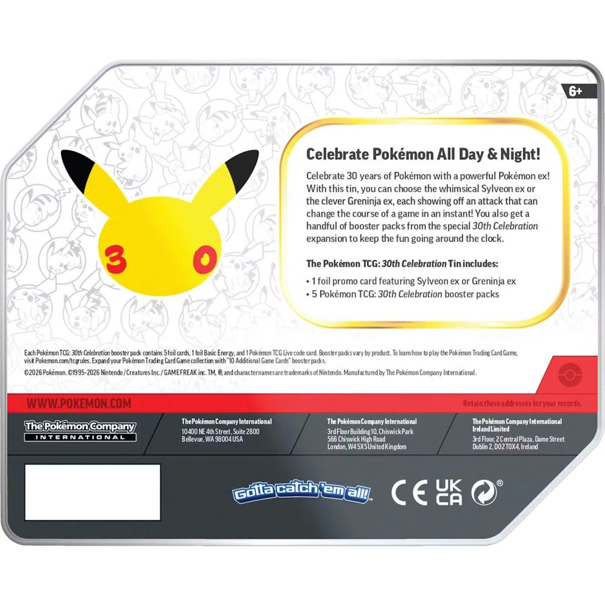 Pokemon 30th Celebration 6-Tin Case | Sealed Presell (Ships Sealed Only) | P5181057