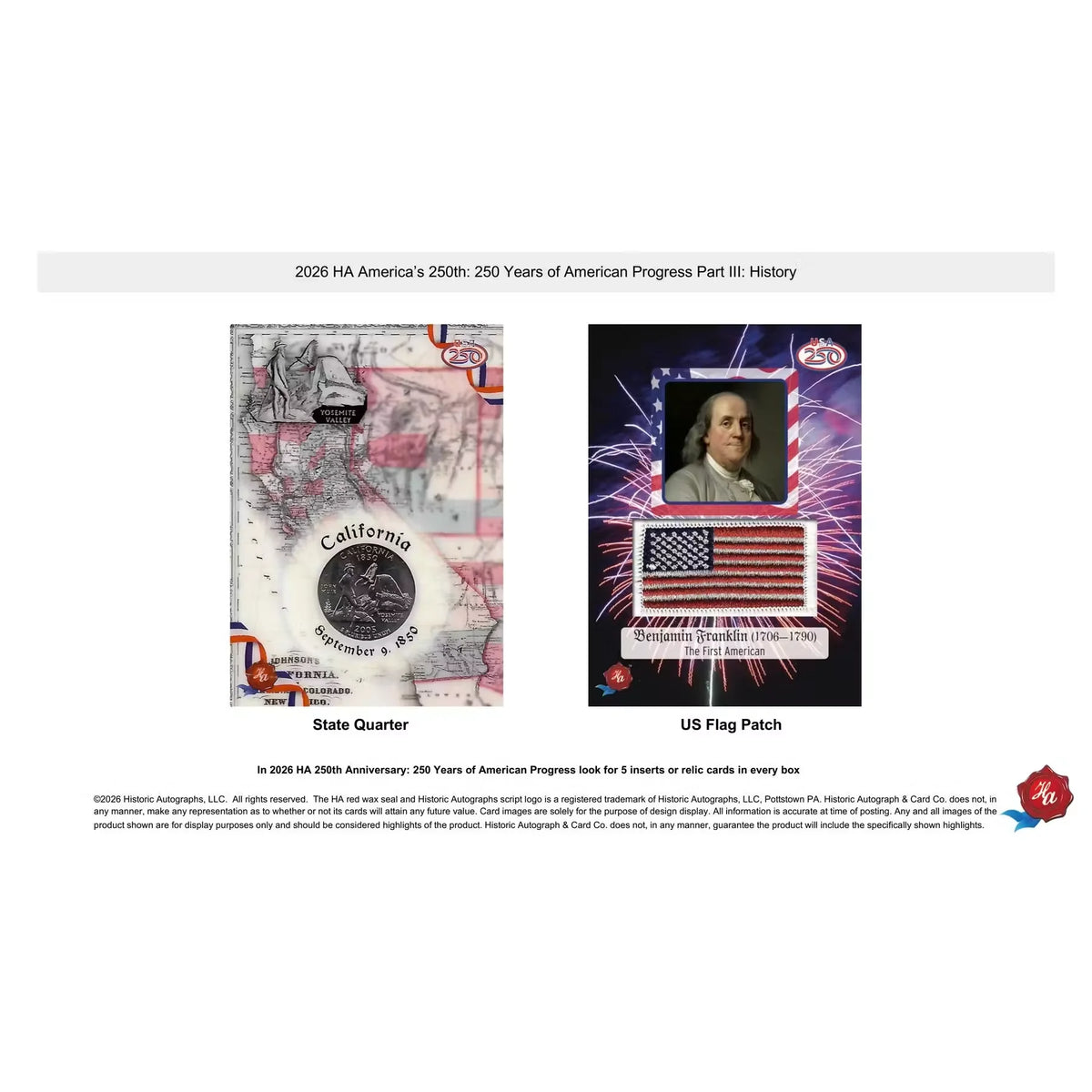2026 Historic Autographs America's 250th Anniversary Part 3 Hobby Case | 24 | P5181629