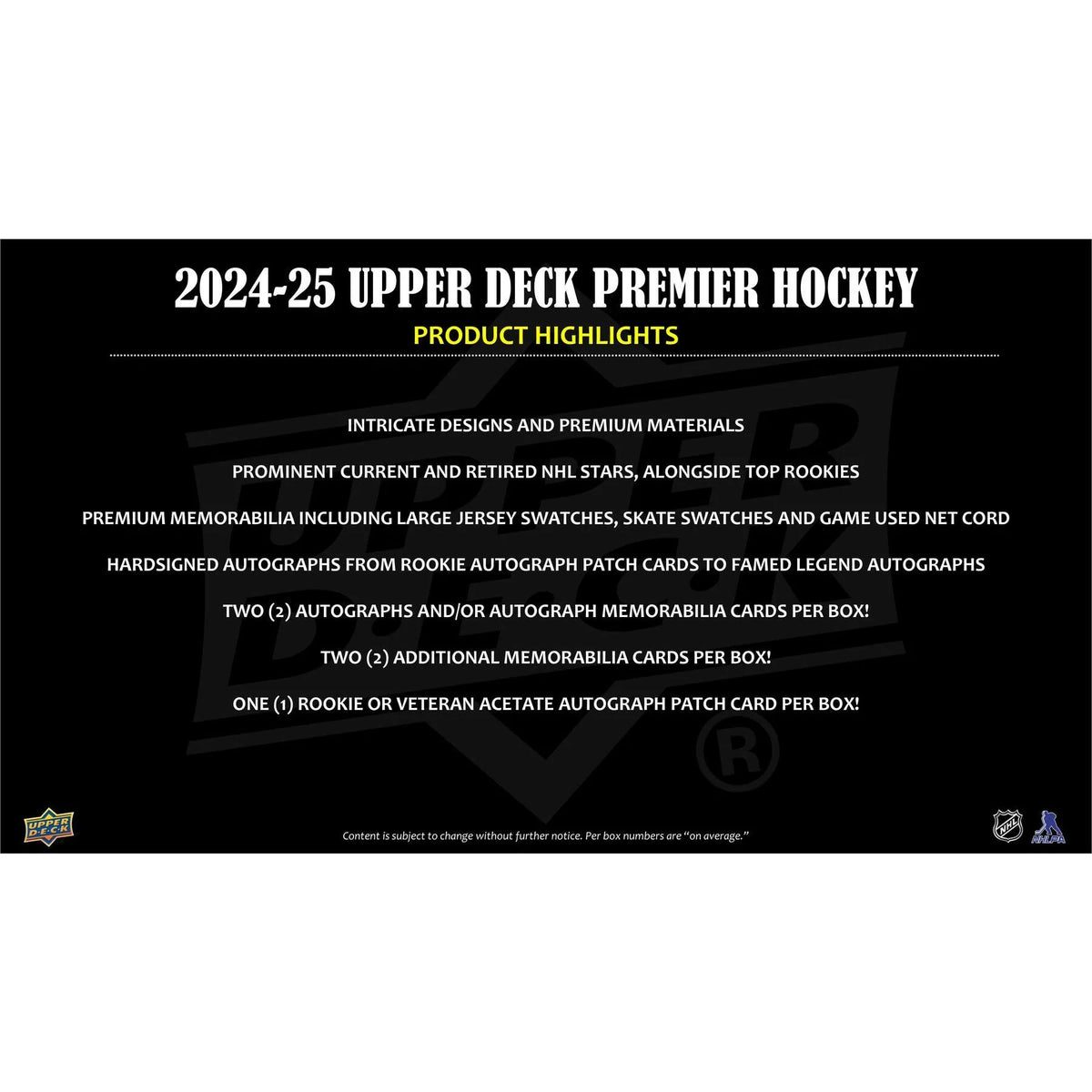 2024-25 Upper Deck Premier Hockey Hobby 10-Box Case (Ships Sealed Only) | P5182051
