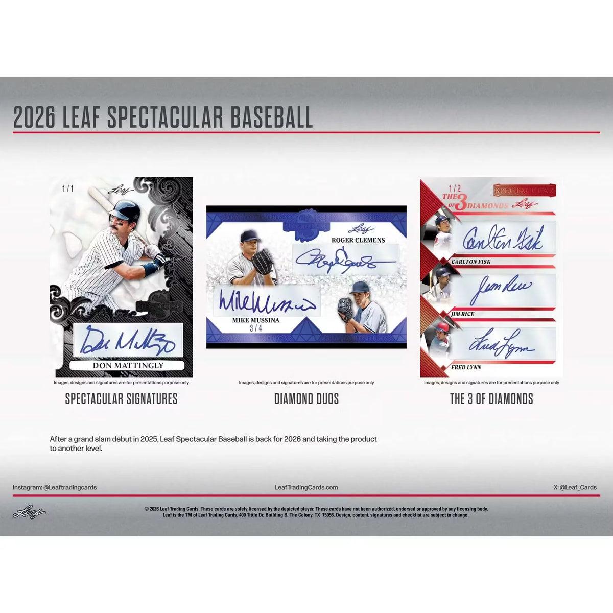 2026 Leaf Spectacular Baseball Hobby 3-Box Case | Presell (Ships Sealed Only) | P5418645
