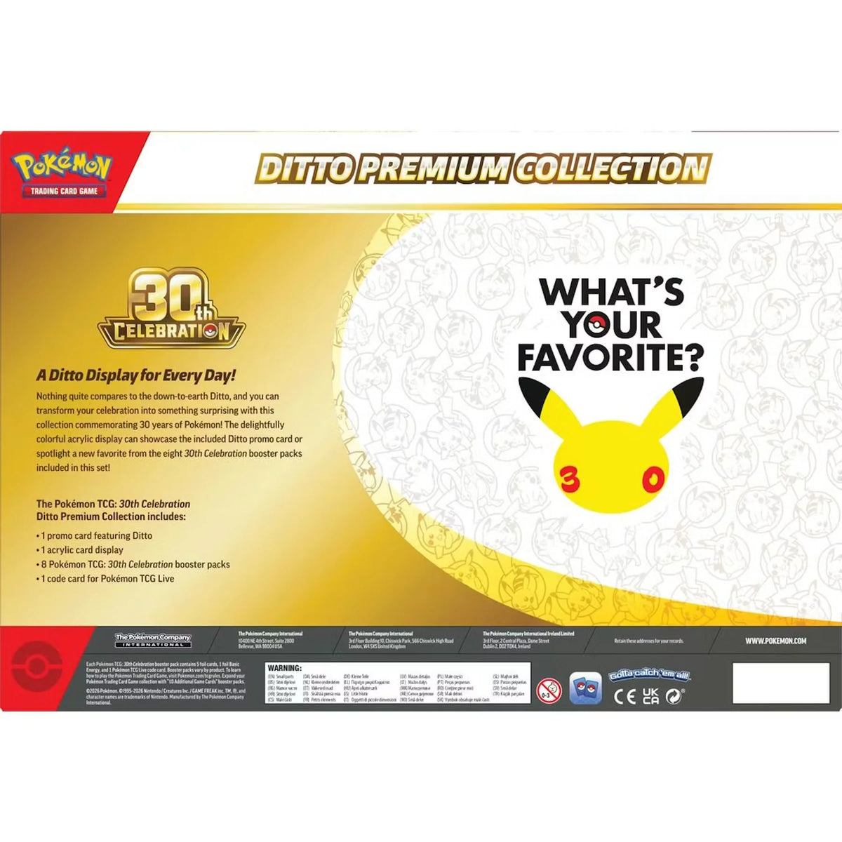 Pokemon 30th Celebration Ditto Premium Collection | 6-Box Case | P5539998
