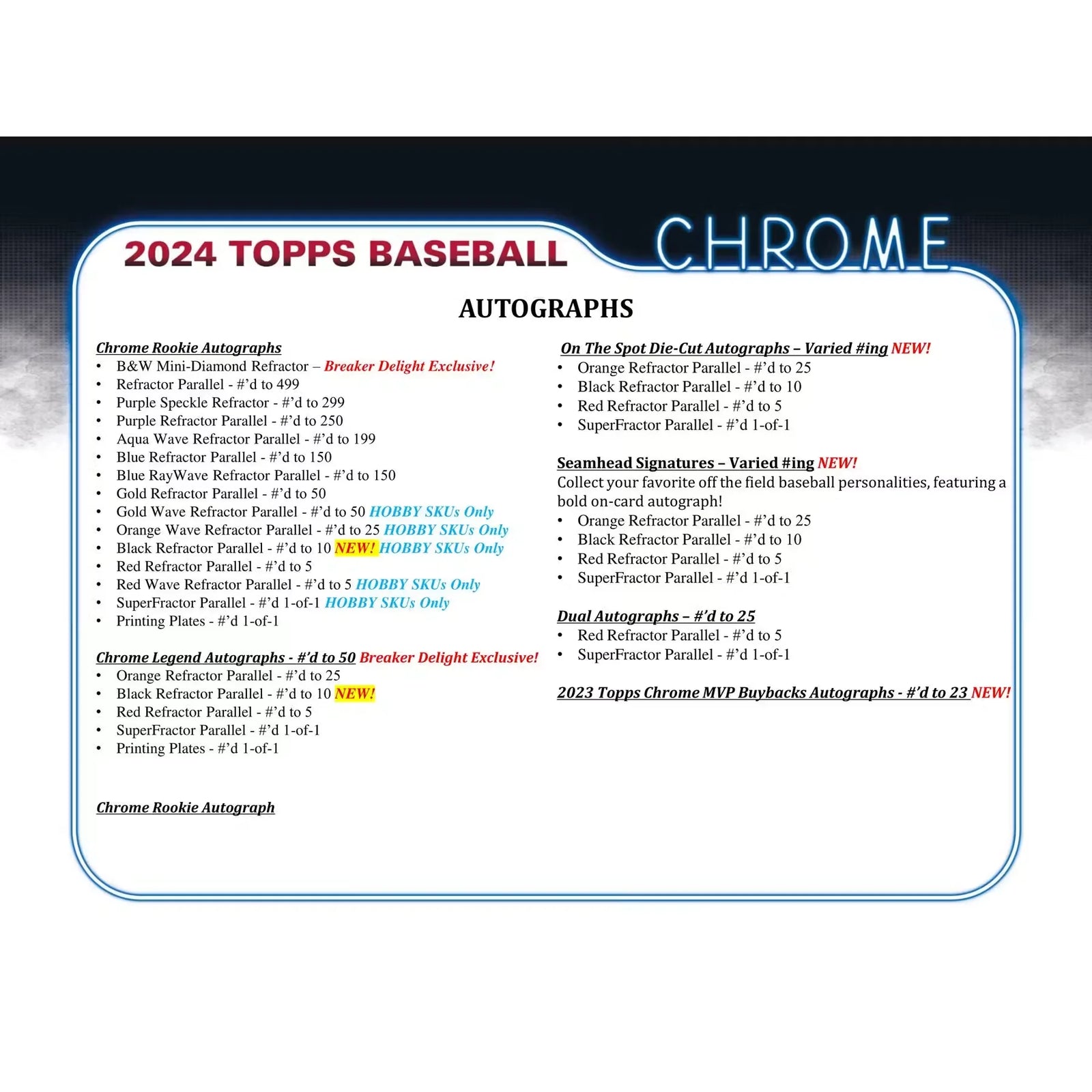 2024 Topps Chrome Baseball Breaker Delight 6-Box Case (Ships Sealed Only)
