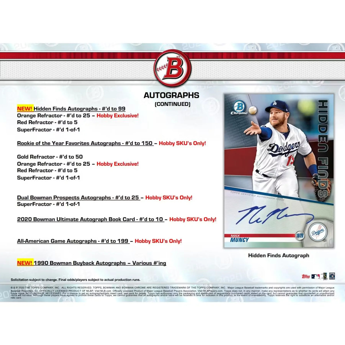 2020 Bowman Baseball Hobby 12-Box Case (Ships Sealed Only) - D | P6052891