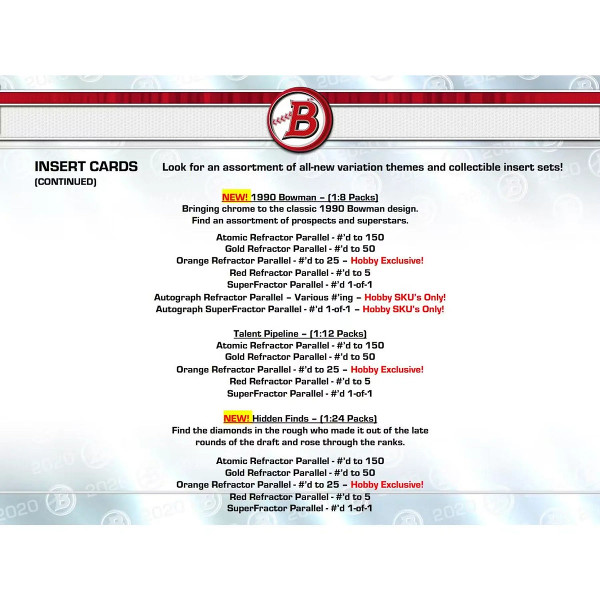 2020 Bowman Baseball Hobby 12-Box Case (Ships Sealed Only) - D | P6052891