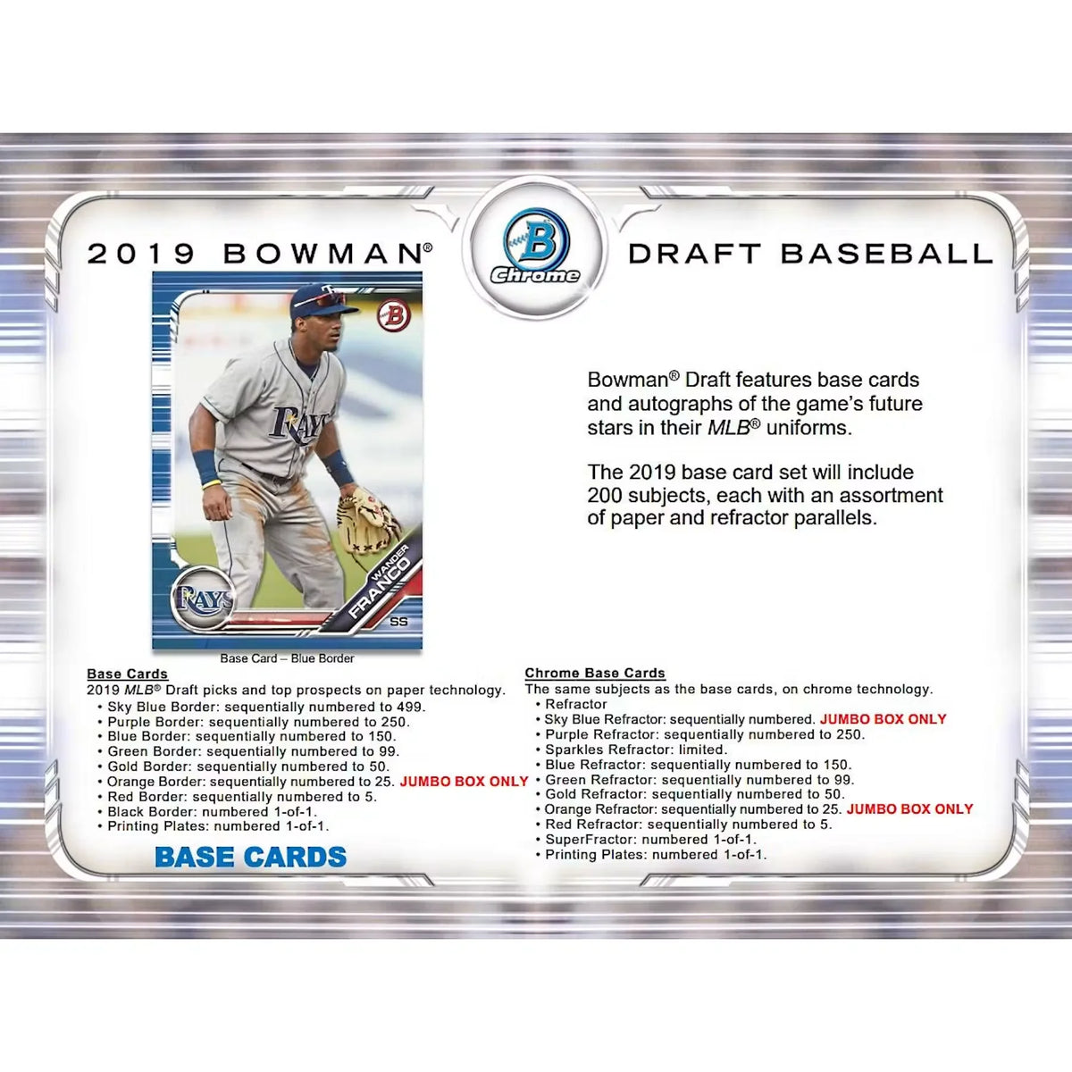 2019 Bowman Draft Baseball Hobby Jumbo 8-Box Case (Ships Sealed Only) | P6052914