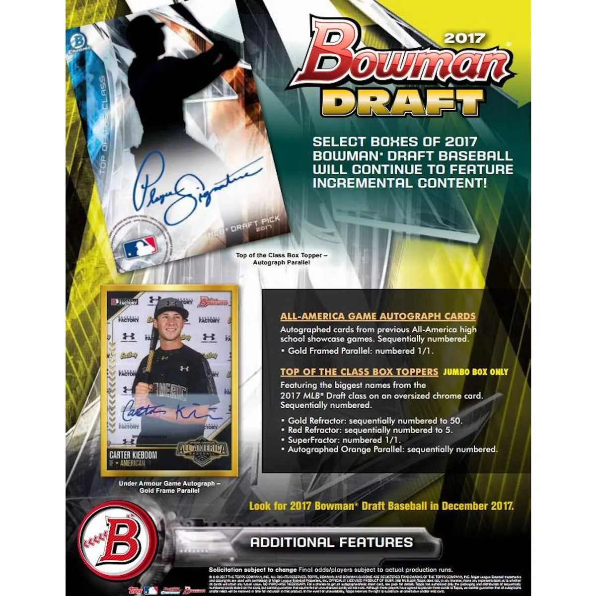 2017 Bowman Draft Baseball Hobby Jumbo 8-Box Case (Ships Sealed Only) - D | P6052937