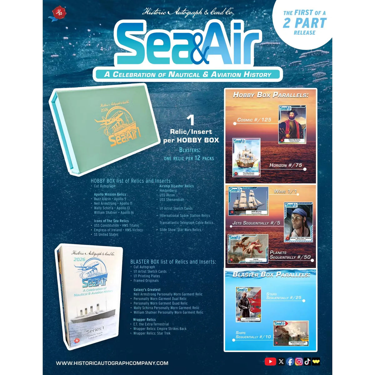 2026 Historic Autographs Sea & Air Series 1 Hobby 20-Box Case | Presell | P6057145