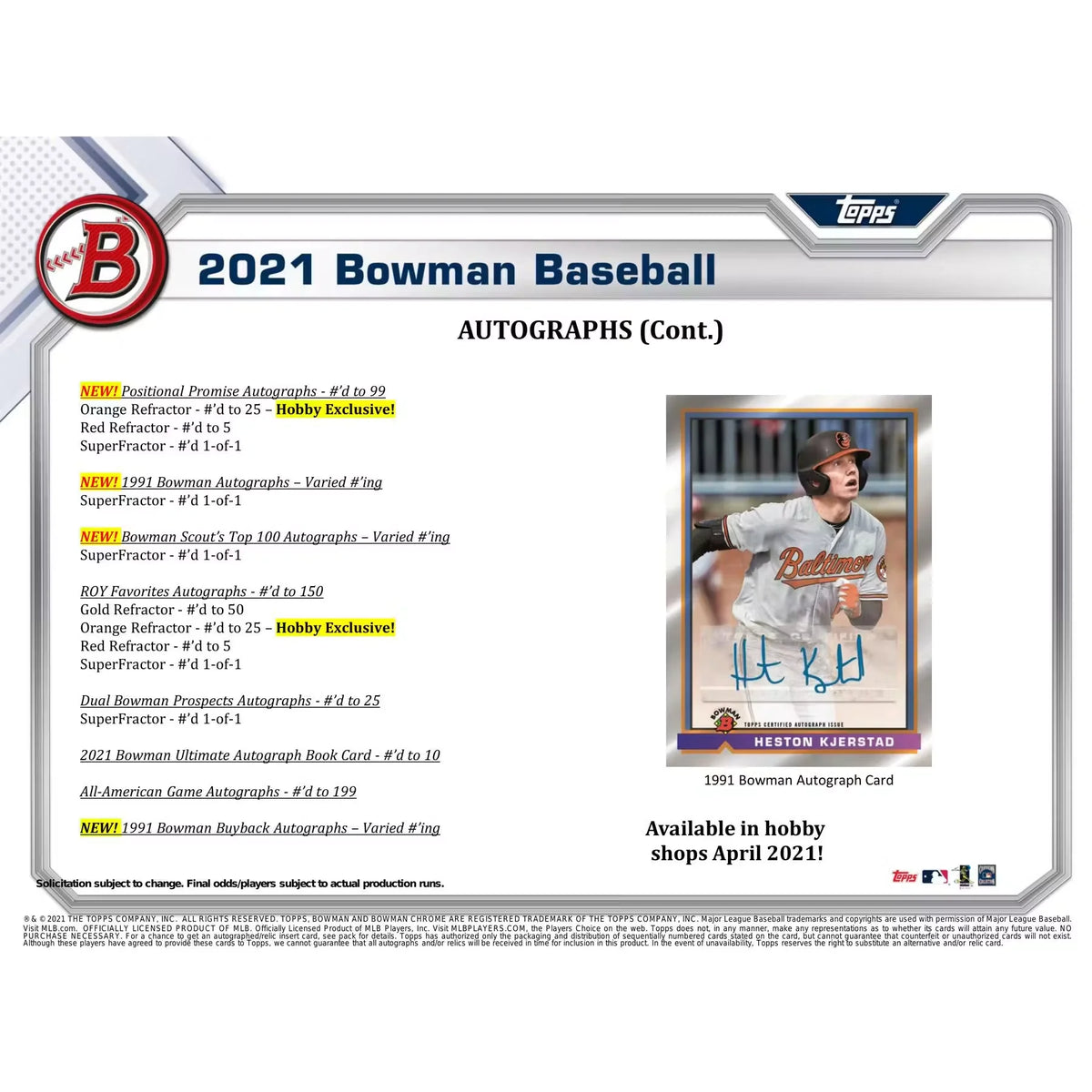 2021 Bowman Baseball Hobby 12-Box Case (Ships Sealed Only) - D | P6134722