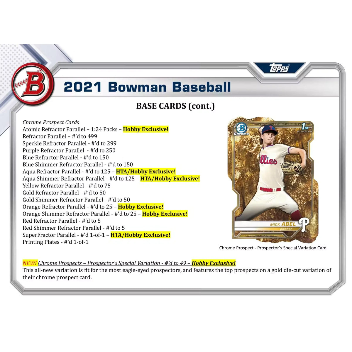 2021 Bowman Baseball Hobby 12-Box Case (Ships Sealed Only) - D | P6134722