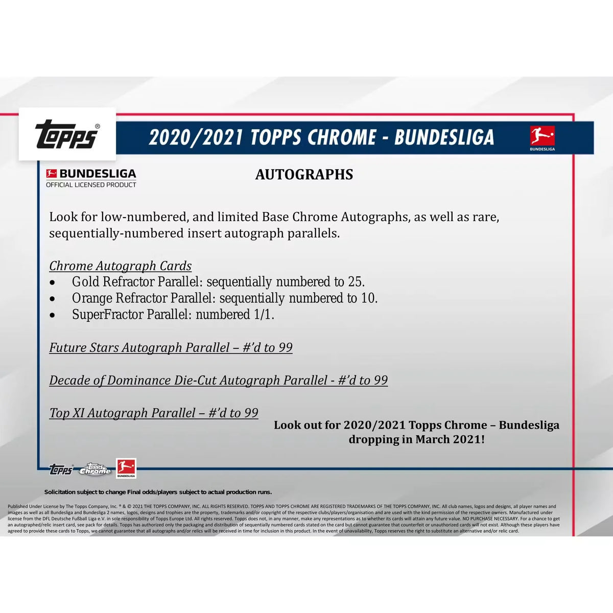 2020-21 Topps Chrome Bundesliga Soccer Hobby 12-Box Case (Ships Sealed Only) | P6135649