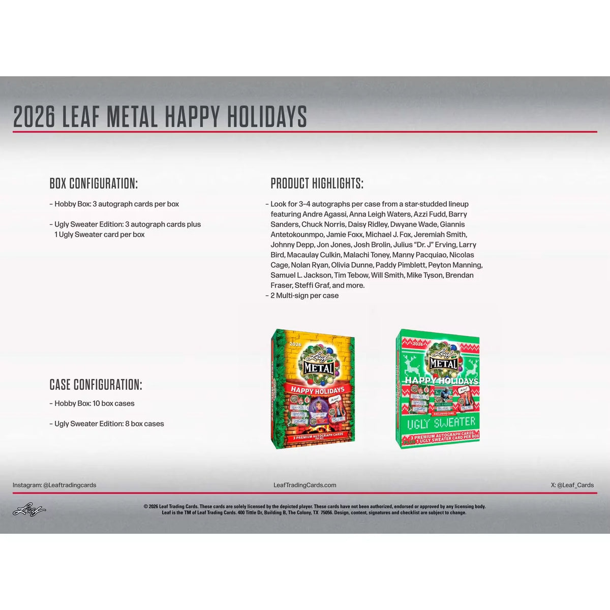 2026 Leaf Metal Happy Holidays Ugly Sweater Edition 8-Box Case (Presell) - D | P6573692