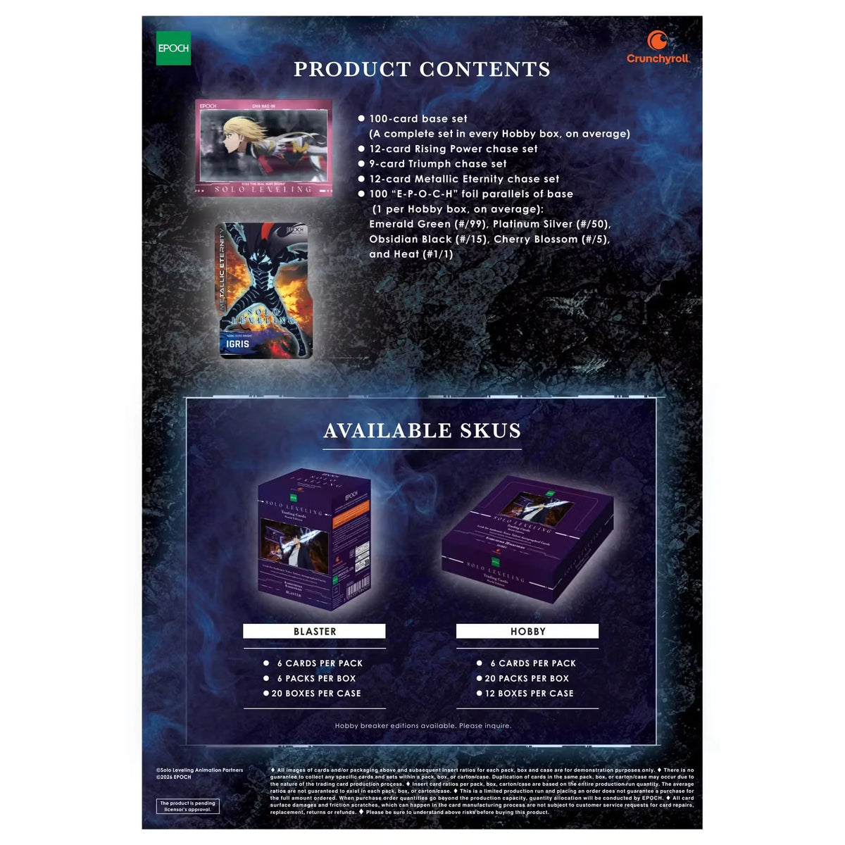 2026 Epoch Solo Leveling World Edition Hobby 12-Box Case | Presell | P6576726